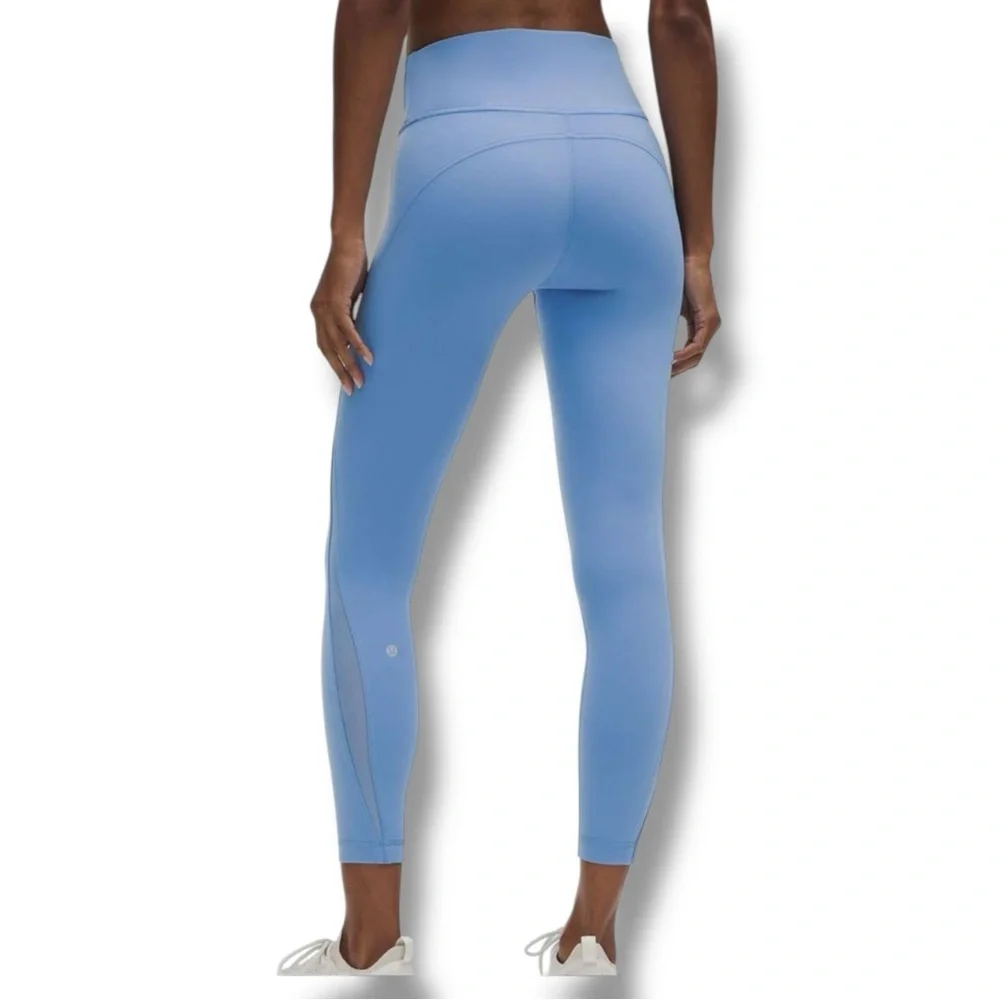 NWT LULULEMON Wunder Train Mesh Panel High-Rise Leggings 25” - Pool Blue 14
